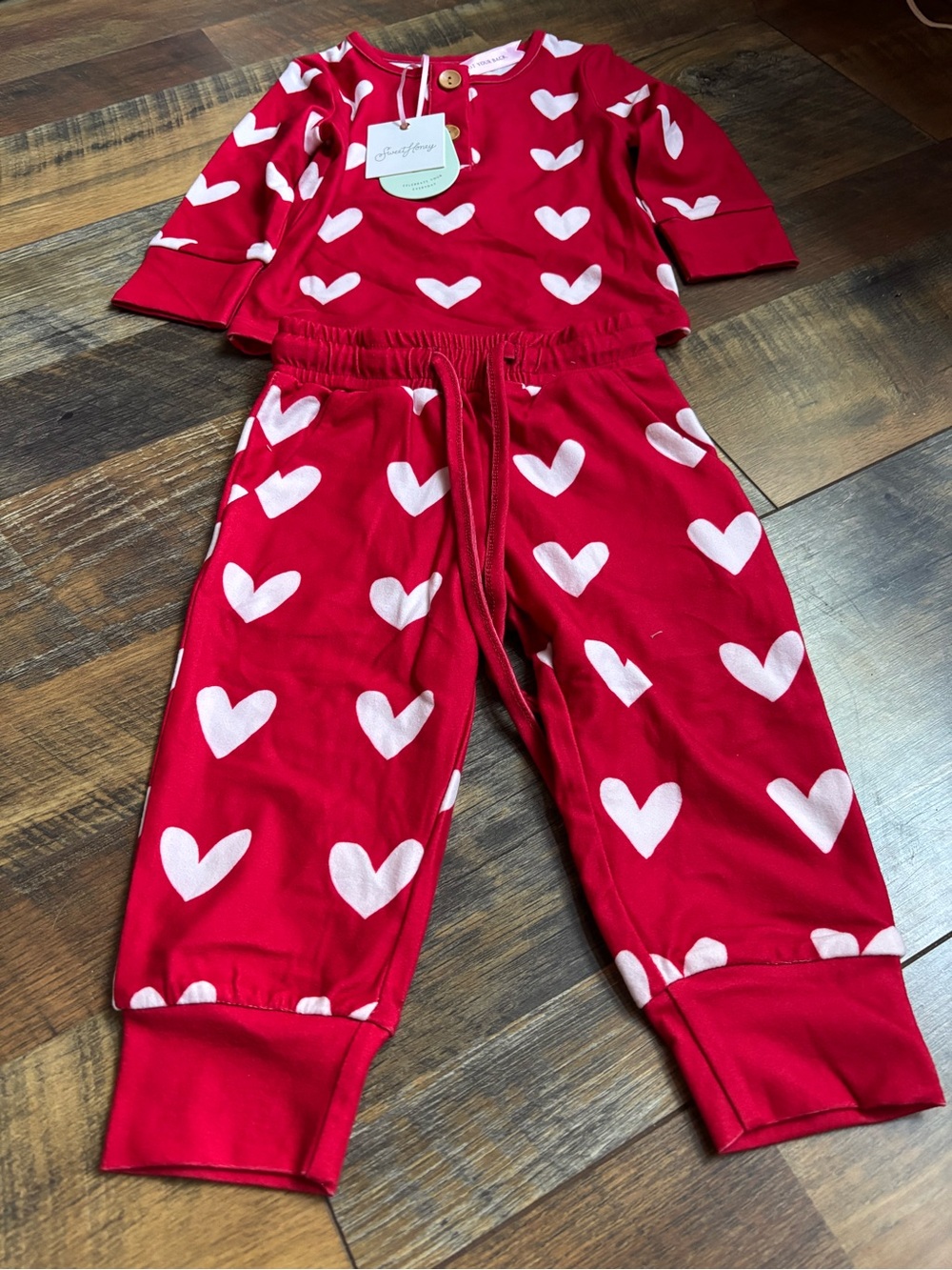 Sweet honey brand heart print 2-piece set size 12 months NWT